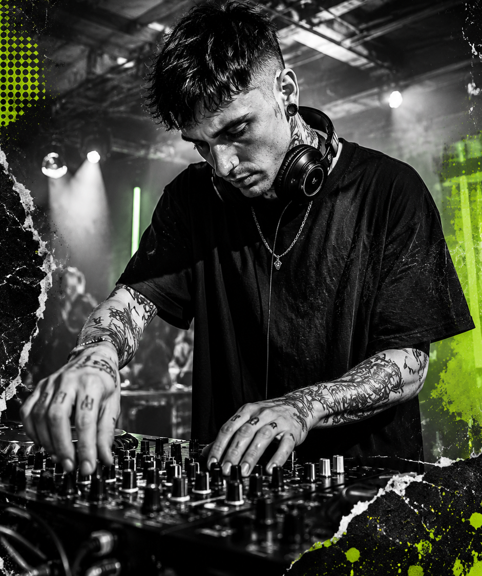 DJ transmitting from an underground warehouse